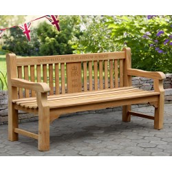 Balmoral Teak Queen's Platinum Jubilee Commemorative Bench - 1.8m