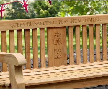 Balmoral Teak Queen's Platinum Jubilee Commemorative Bench - 1.8m 2