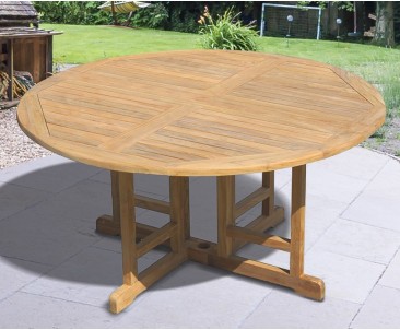 Berrington Round Teak Drop Leaf Patio Table – 1.5m 2