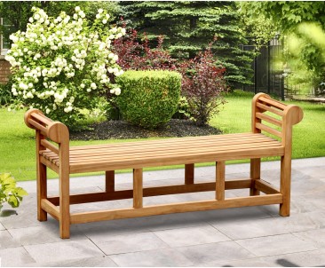 Lutyens-Style Teak Backless Garden Bench - 1.65m