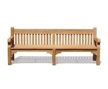 Banchory Solid Wood Teak Park Bench - 2.4m