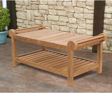 Teak Lutyens-Style Coffee Table with shelf