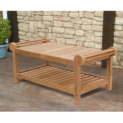 Teak Lutyens-Style Coffee Table with shelf