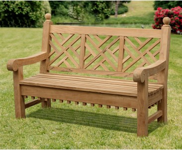 Chiswick 5ft Teak Decorative Lattice Bench – 1.5m