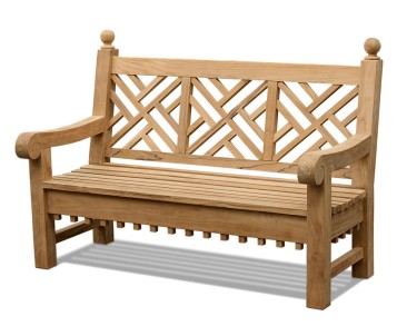 Chiswick 5ft Teak Decorative Lattice Bench – 1.5m 2