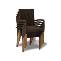 St. Tropez Teak & All-Weather Wicker Stacking Chair