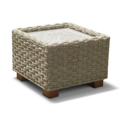 Seagrass Cube Side Table, Glass-topped Side Table