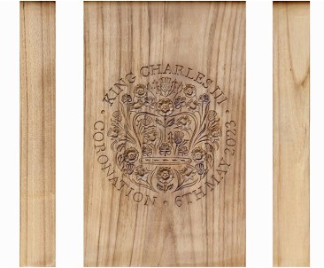 King Charles III Coronation Bench, Coronation Emblem, Teak - Balmoral 1.8m 2