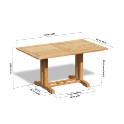 Belgrave Rectangular Teak Garden Table – 1.5m