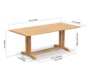 Belgrave Rectangular Teak Garden Table - 2m 2