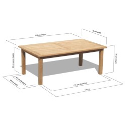Balmoral Teak Chunky Rectangular Garden Table – 2m