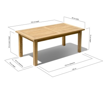 Balmoral Teak 5ft Large Rectangular Garden Table – 1.5m 2