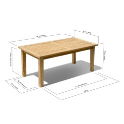 Balmoral Teak 5ft Large Rectangular Garden Table – 1.5m