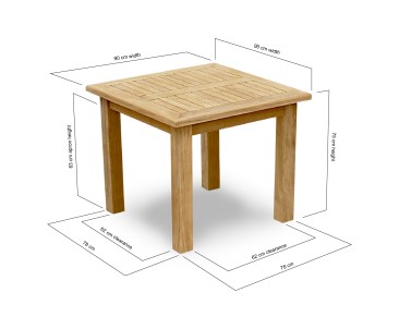 Balmoral Teak Chunky Square Garden Table – 0.9m 2
