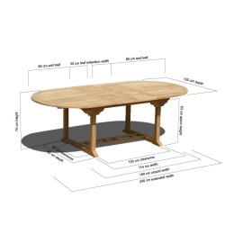 Brompton Oval Extendable Outdoor Table, Double-Leaf – 1.8 - 2.4m
