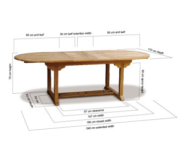 Brompton Teak Extending Garden Table, Double-Leaf – 1.8 - 2.4m 2