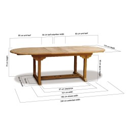 Brompton Teak Extending Garden Table, Double-Leaf – 1.8 - 2.4m