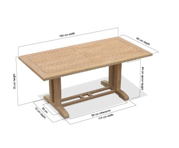 Cadogan Rectangular Teak Garden Table – 1.8m 2