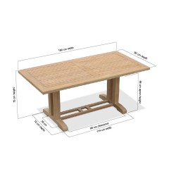 Cadogan Rectangular Teak Garden Table – 1.8m