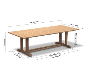 Cadogan Teak Garden Pedestal Table – 1.1 x 2.6m 2