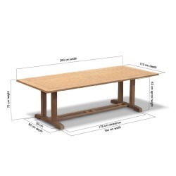 Cadogan Teak Garden Pedestal Table – 1.1 x 2.6m