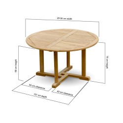Canfield Teak Circular Wooden Table – 1.3m