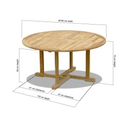 Canfield 5ft Teak Round Garden Table – 1.5m