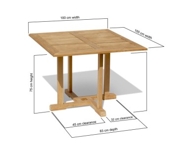Canfield Teak Square Patio Dining Table – 1m 2