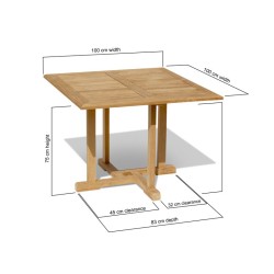 Canfield Teak Square Patio Dining Table – 1m
