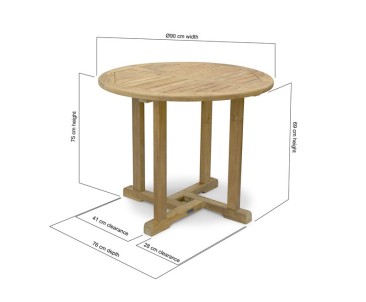 Canfield Teak Round Outdoor Table – 0.9m 2