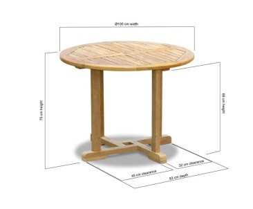 Canfield Teak Round Dining Table – 1m 2