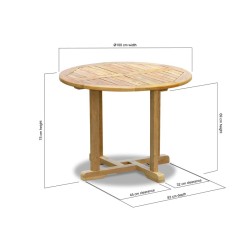 Canfield Teak Round Dining Table – 1m