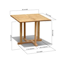 Canfield Teak Small Square Wooden Table – 0.9m