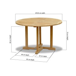 Canfield Teak Round Garden Table – 1.2m