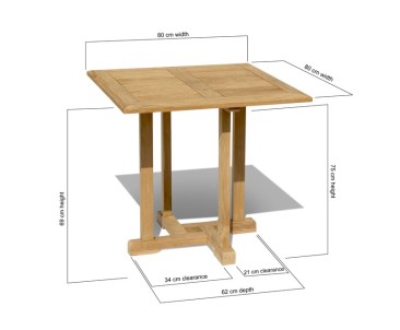 Canfield Small Teak Square Garden Table – 0.8m 2