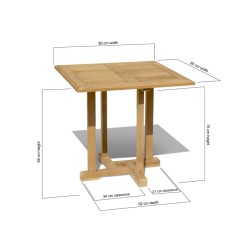 Canfield Small Teak Square Garden Table – 0.8m