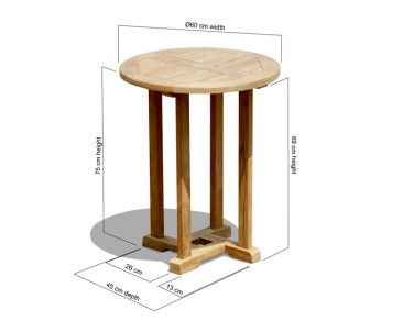 Canfield Teak Small Round Wooden Table – 0.6m 2