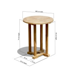 Canfield Teak Small Round Wooden Table – 0.6m