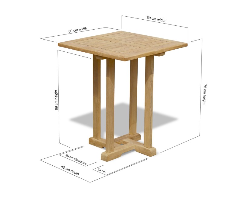 Canfield Teak Square Garden Table - 0.6m
