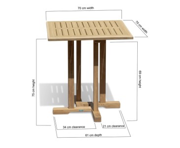 Canfield Teak Square Garden Table - 0.7m 2