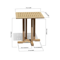 Canfield Teak Square Garden Table - 0.7m