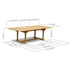 Dorchester Teak Extendable Outdoor Table, Double-Leaf – 1.8-2.4m