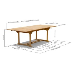 Dorchester Extending Outdoor Dining Table, Double-Leaf – 2 - 3m