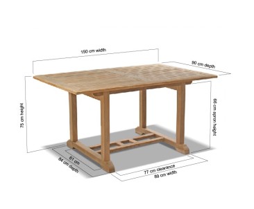 Hilgrove 5ft Solid Wood Rectangular Patio Table – 1.5m 2