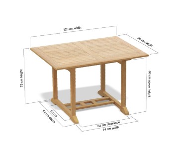 Hilgrove 4ft Rectangular Teak Outdoor Table – 1.2m 2