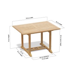 Hilgrove 4ft Rectangular Teak Outdoor Table – 1.2m