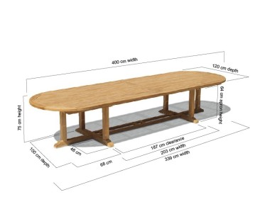 Hilgrove Teak Oval Extra-Large Garden Table – 4m 2