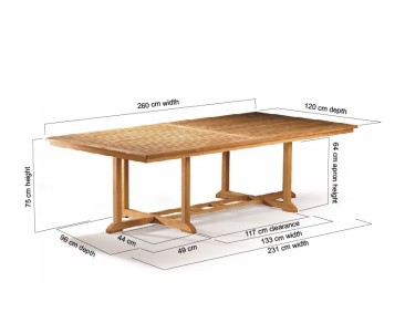 Hilgrove Teak Wood Rectangular Table – 1.2 x 2.6m 2