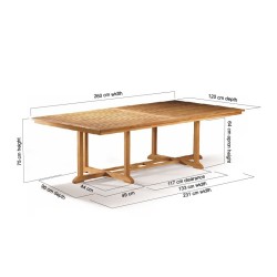 Hilgrove Teak Wood Rectangular Table – 1.2 x 2.6m