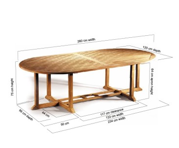 Hilgrove Teak Oval Garden Table – 1.2 x 2.6m 2